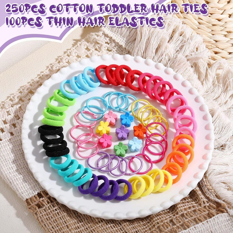 AuraRay 360PCS Soft Cotton Hair Ties for Toddlers & Baby - No Damage Elastics Seamless Ponytail Holders for Little Girls Daily Hair Accessories, Multicolor - Image 3